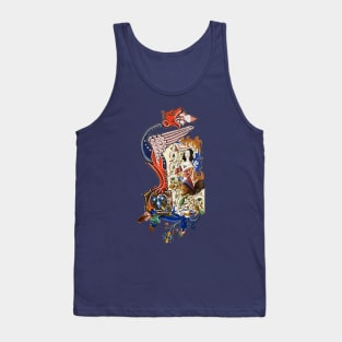 WEIRD MEDIEVAL BESTIARY Dragon and Spinning Harpy Among Flowers Tank Top